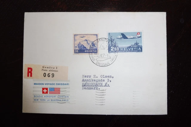 Drei Erstflugbriefe Schweiz Swissair (1947, 1990 und 1991)