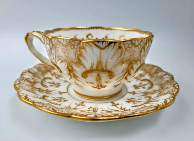 Antique Ridgway Richly Gilded Rococco Pattern 1802 Cabinet Cup & Saucer c1840 #1