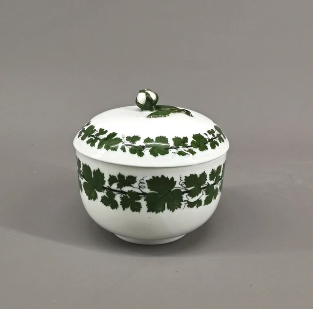 8840191 Azúcar de porcelana hojas de vino Meissen siglo XIX 11,5x11,5 cm