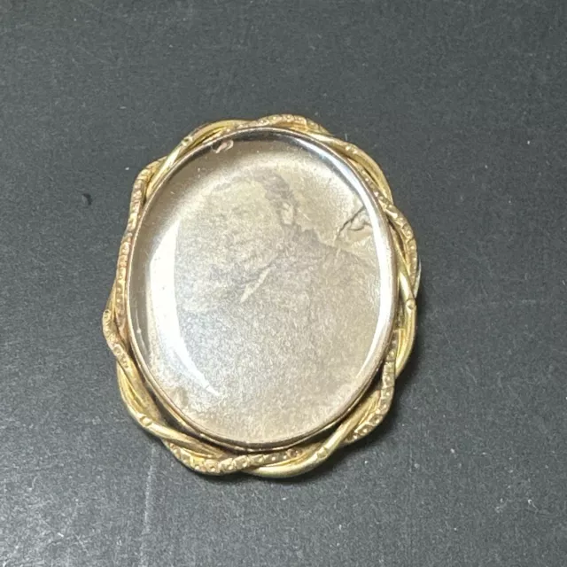 Ancienne Broche En Plaquer Or 18k 750 Art Déco Nouveau créateur porte photo