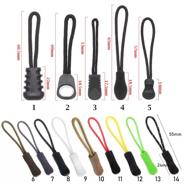Backpack Zip Puller Replacement Zipper Pull Ends Lock Zips Cord Rope Pullers 2