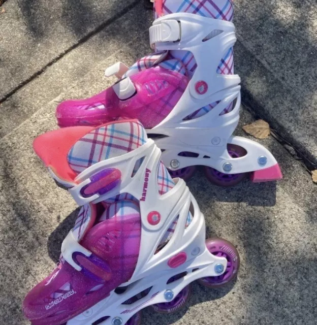 RD Roller Derby Girls 2 In 1 Adjustable In-line Quad Combo Skates Size 3-6...