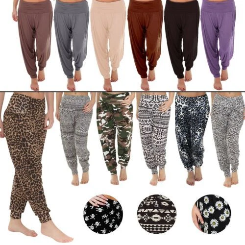 Donna Pantaloni Harem Ali Baba Lungo Larghi Leggings Taglie Forti Nuovo UK