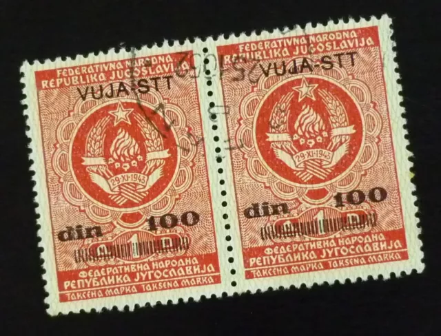 Italy c1950 Slovenia VUJA - STT - Ovp. Yugoslavia Revenues - Used - Pair ! A21
