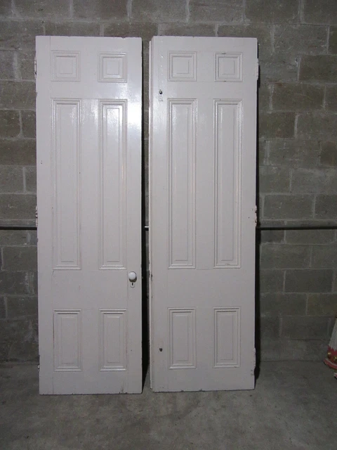 ~ Antique 6 Panel Double Entrance French Doors Ornate ~ 59 X 100 ~ Salvage 8