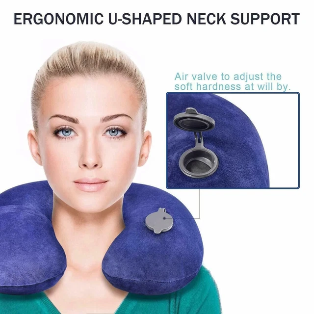 U Neck Pillow Flight Support Cushion Shaped BAMBOO MEMORY FOAM TRAVEL PILLOW 5