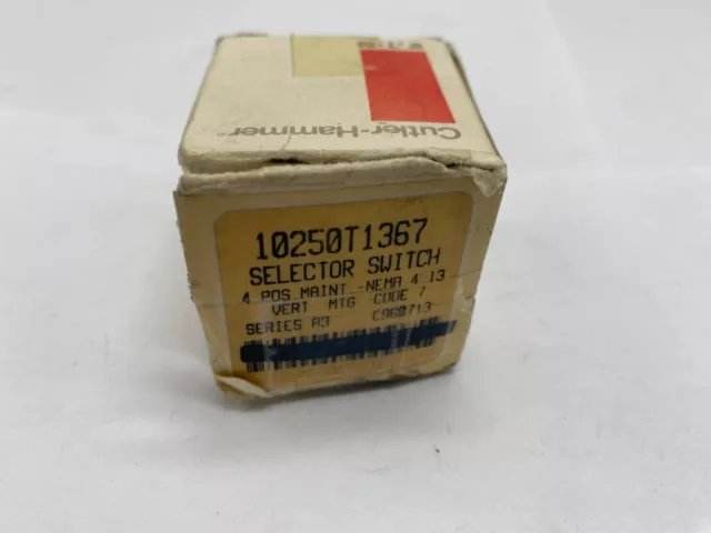 Cutler Hammer Eaton 10250T1367 selector switch 4 position maintained