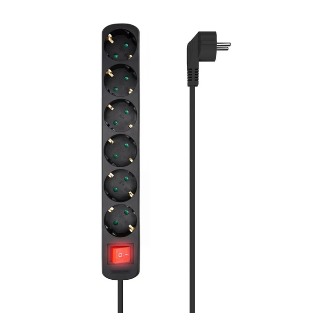 Multiprise 6 Prises avec Interrupteur Aisens A154-0536 Noir [1,4 m]