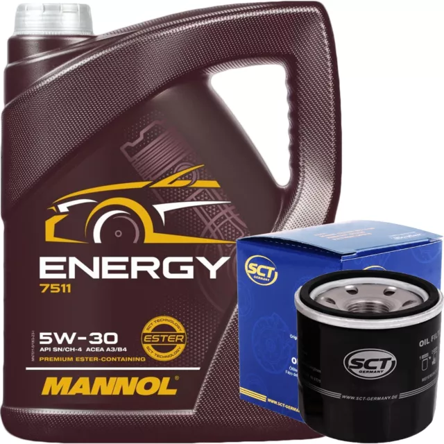 Sct Germany Ölfilter + 5W-30 Motoröl 5 Liter Mannol Energy 5W30 Öl Acea A3 B3