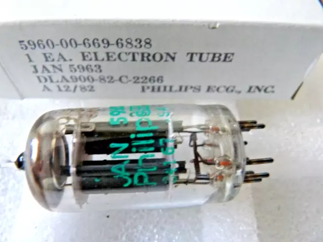 5963 Philips Ecg Ecc82 12Au7 Nos Boxed Valve/Tube  1 Pc 2