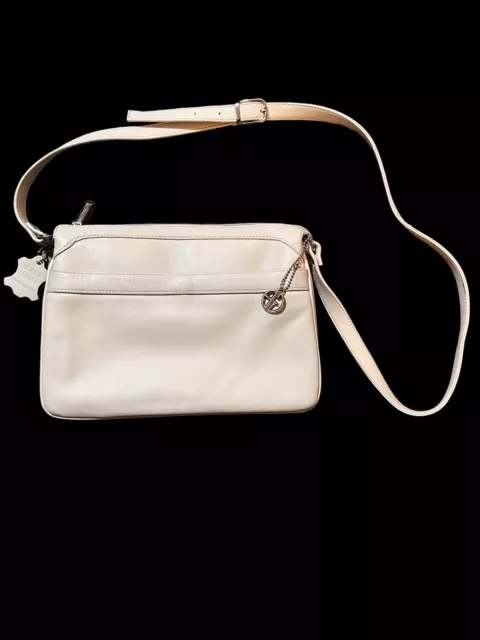 Giani Bernini Genuine Leather Crossbody Handbag Purse Bag Ivory White NEW