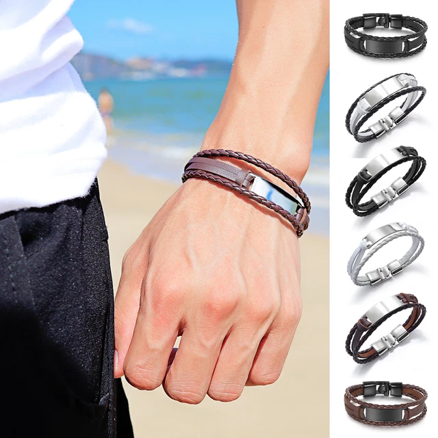 Pulseras Hombre Exquisitas Curvas Múltiples Capas Cavar