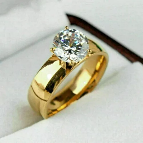 2.50Ct Round Cut Simulated Diamond Solitaire Wedding Ring 14k Yellow Gold Finish