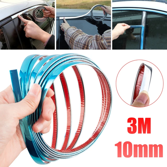 Car Side Door Silver Chrome Strip Bumper Protector Trim Tape Sticker Accessories