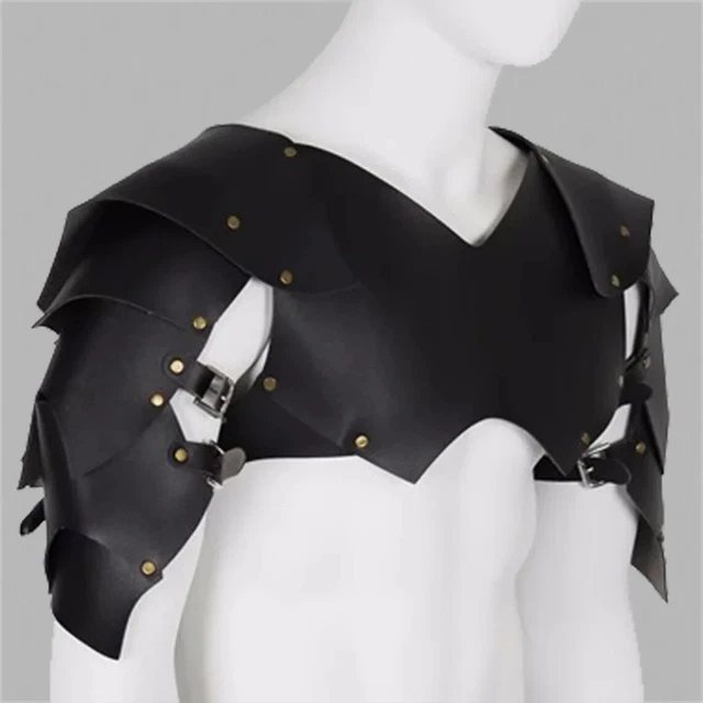 Real Leather Medieval Chest Armour and Multilayer Pauldrons Carnival Party Props