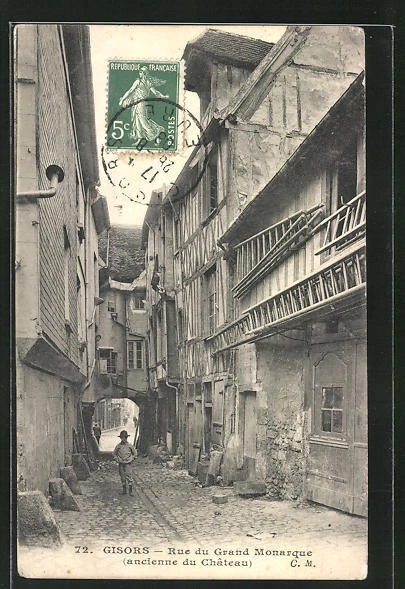 CPA Gisors, Rue du Grand Monarque, vue de la rue 1908