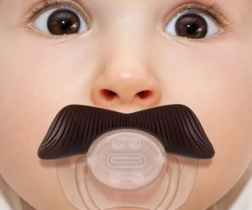 SMALL BLACK MOUSTACHE DUMMY Funny Baby Babies Gift Shower Pacifier Toddler UK