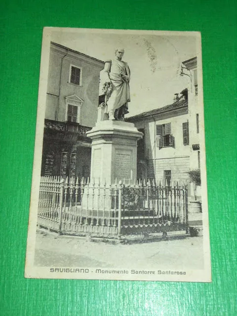 Cartolina Savigliano - Monumento Santorre Santarosa 1940.