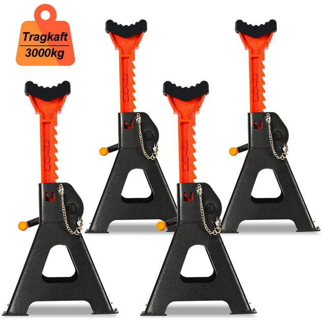 Set Di 2 Cavalletti Di Sollevamento Per Auto - Capacit&agrave; 3T/6T, In Acciaio, Con Regolazione Altezza, Marca STIX