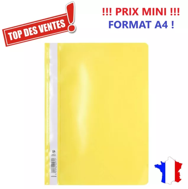 Pochette Plastique Porte Document Chemise Protection pour Relier Papier A4 Jaune