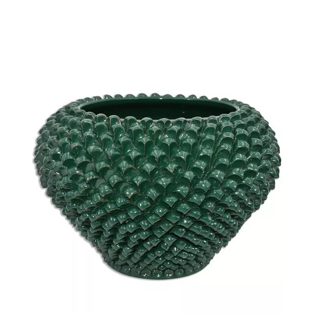 Pot Cachepot en Céramique de Caltagirone Forme Demi Pomme Caspò Porte- Vases