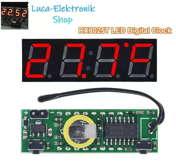 DIY Electronic Red 3 in 1 LED DS3231SN Digitaluhr Temperatur Spannungsmodul