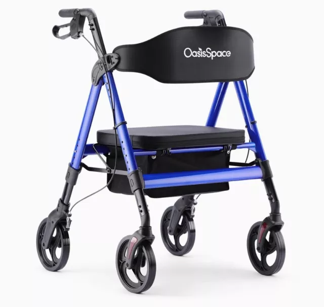 OasisSpace Heavy Duty Rollator Walker Large Seat 450Ibs OS-28KLD-9268B