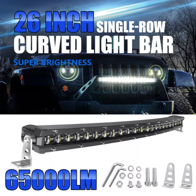 Curved Ultra Slim 26inch Curved LED Work Light Bar Spot Flood Truck Offroad SUV