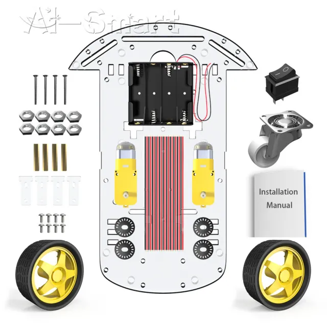 2WD Smart Robot Car Chassis Kit/Speed encoder Battery Box Arduino 2 motor 1:48 3