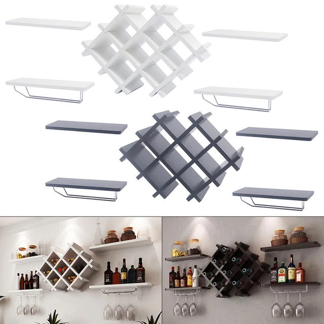 Wine Rack Cabinet Hanging Rack Wall Mounted Bottle Glass Holder Shelf Bar