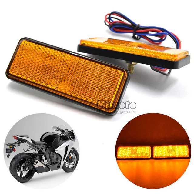 2X 24 LED Motorcycle Reflector Rear Stop Tail Light 3rd Brake Signal Lamp Amber