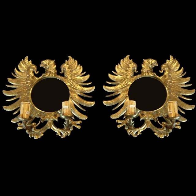 Pareja de apliques antiguos de bronce estilo imperio francés. AA 1483