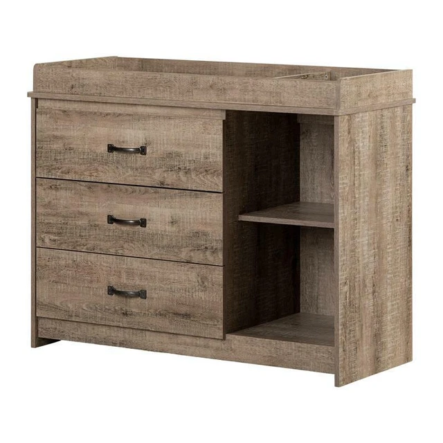 Tassio Changing Table-Weathered Oak-South Shore