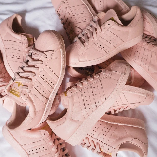 Pink leather adidas superstar cheap