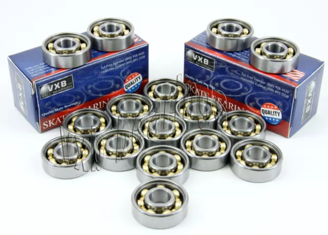 16 Premium inline Roller Skate Bronze/Brass Cage Open Low Friction Ball Bearings
