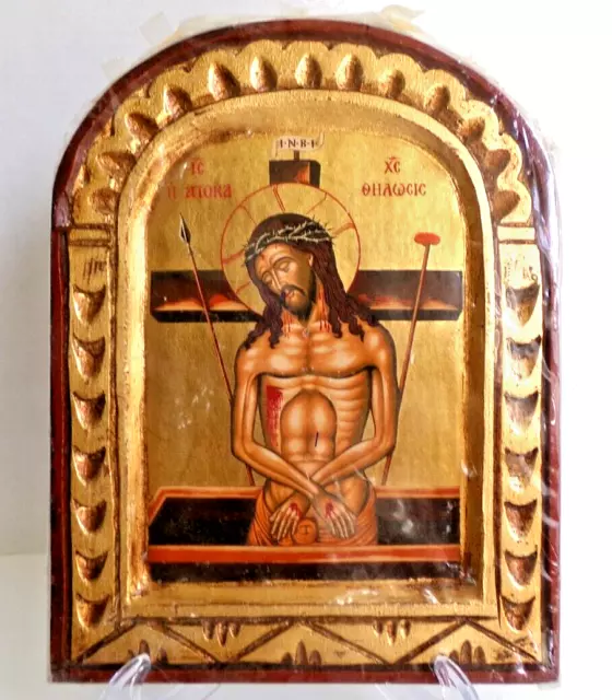 Certified Hand Painted Byzantine Icon Jesus Christ in the Tomb Canvas Wood 9.75"