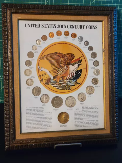 UnitedStates 20th Century Coins Framed Set Of 25 (1902-1973) Eagle Display Board