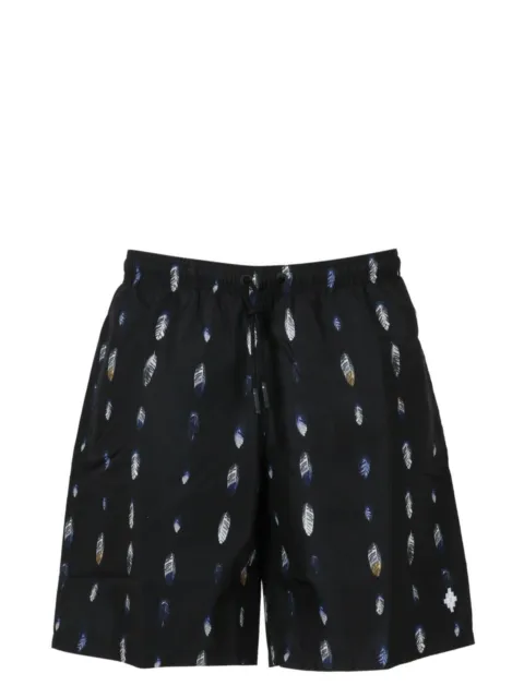 MARCELO BURLON COUNTY OF MILAN Feather-print Swim Shorts In Black-Size XL