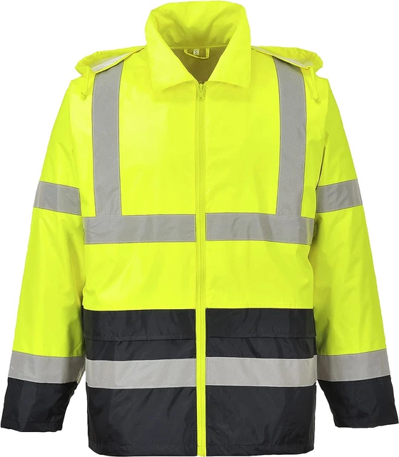 UH443 Men'S Lightweight Hi Vis Reflective Contrast Rain Jacket ANSI Class 3 Yell
