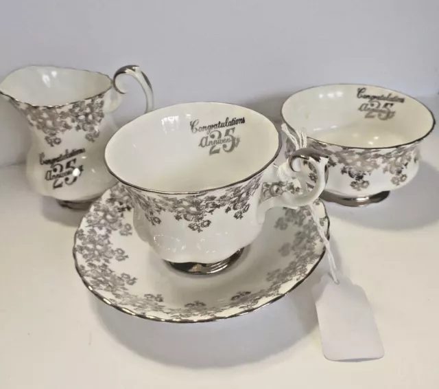 Royal Albert "25th Anniversary" Tea Cup, Saucer & Creamer & Sugar Bowl set