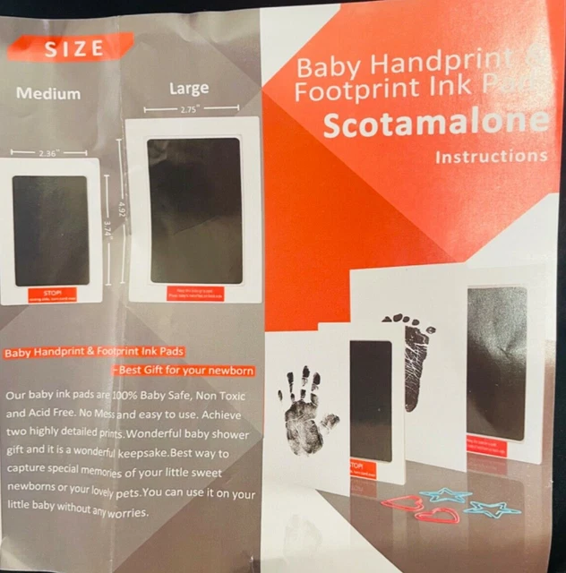 Scotamalone Baby Handprint and Footprint Ink Pads Black 4pcs