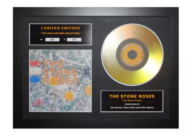 The Stone Roses Signed Gold Disc Album Ltd Edition Framed Picture Memorabilia