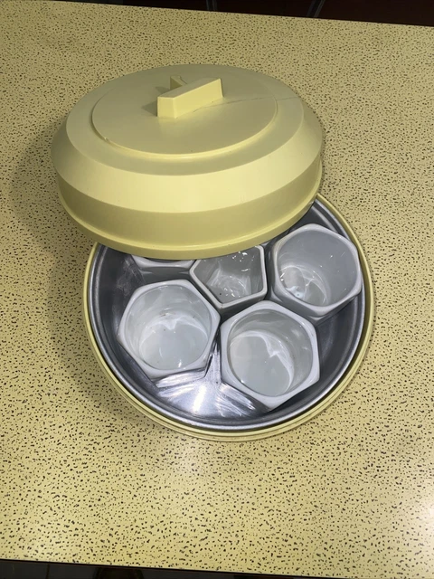 Ancienne Yaourtière Yalacta 4 Pots – Bakélite Beige Et Alu – Rétro