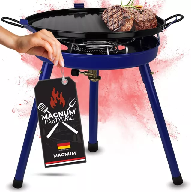 MAGNUM Gasgrill mit Butangasadapter und Grillplatte - Perfekt für Camping