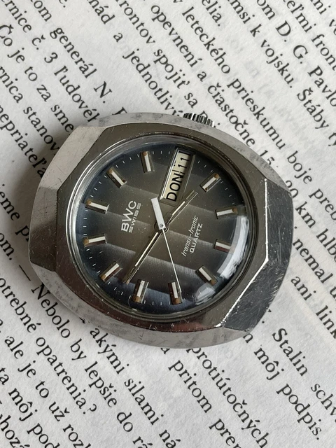 RARE Vintage BWC Buttes Watch Transi -Tronic Quartz With Day Date. Not Working.
