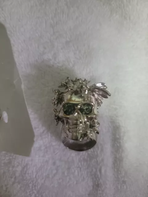 New Alexander McQueen Large 3D Skull Logo Flower Statement Ring Sz 15 US 7