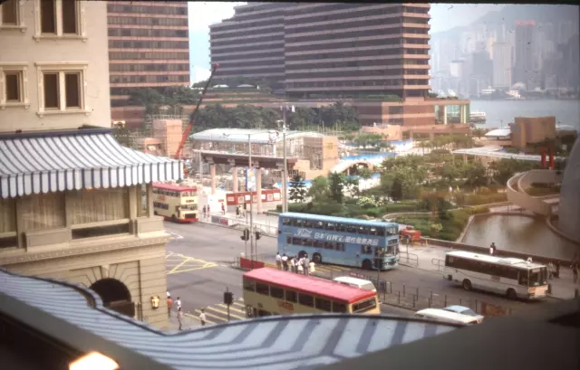 Sl68 Original slide 1996  Hong Kong skyline buses 060a