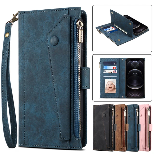 For iPhone 12 11 Pro Max 8 7 Plus SE XR XS Case Leather Wallet Cards Flip Cover