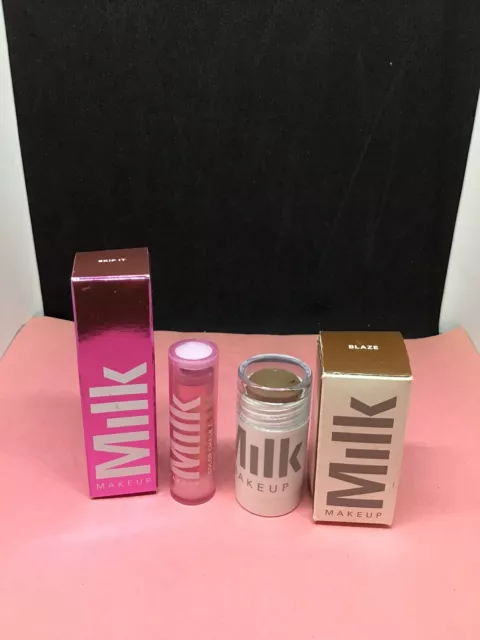 MILK Makeup BUNDLE Matte Bronzer Stick BLAZE Mini 0.19 oz,/ Color Chalk SKIP IT