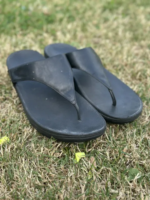 Fitflop Lulu Women's Black Sandals Size 10 Flip-flops Comfort Slip-On Thong EUC